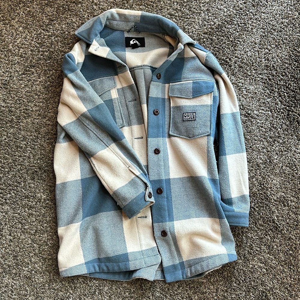 Quiksilver Blue & Cream Plaid Shacket - Women